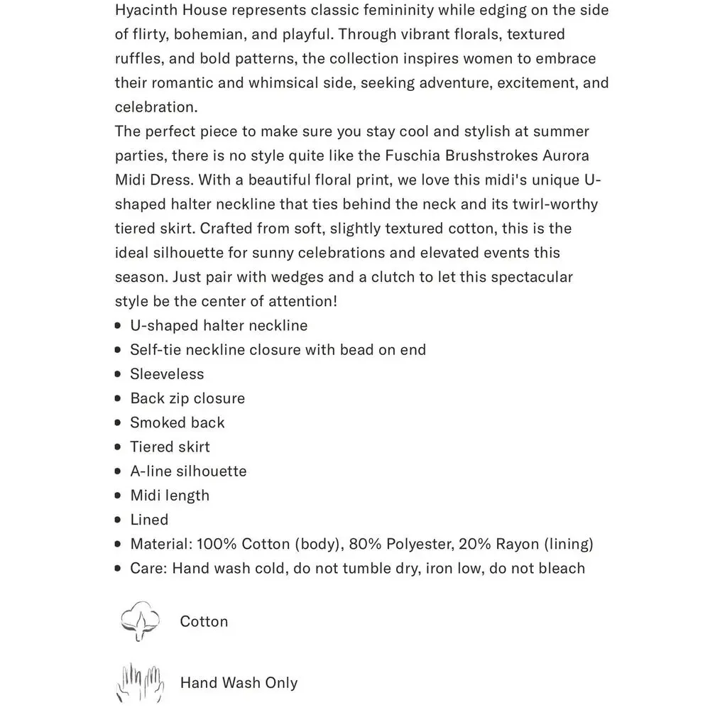 TUCKERNUCK Hyacinth House Fuschia Brushstrokes Aurora Midi Dress NWT Size Medium - Picture 8 of 11